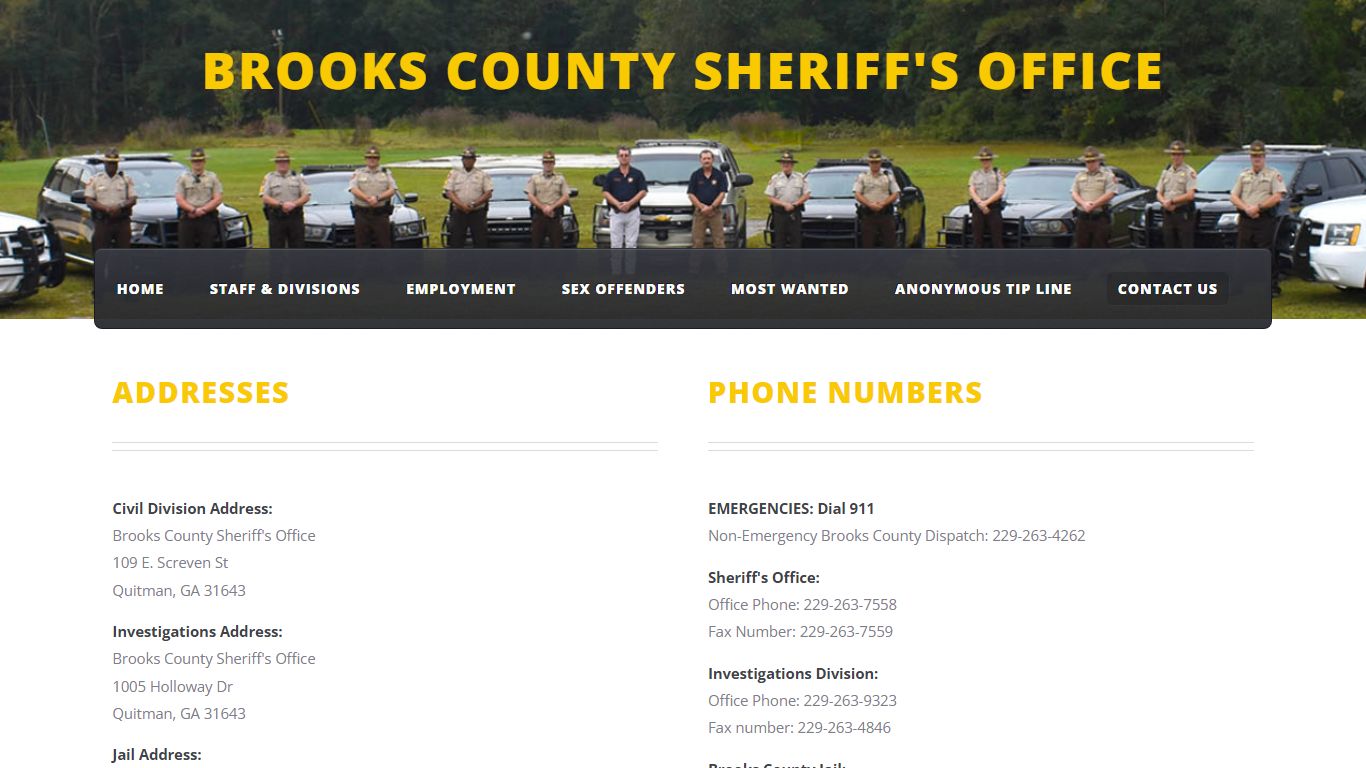 BCSO | Contact Us - Brooks Sheriff